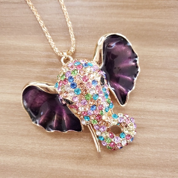 Fashion Jewelry Jewelry - Rainbow Rhinestone Elephant Necklace